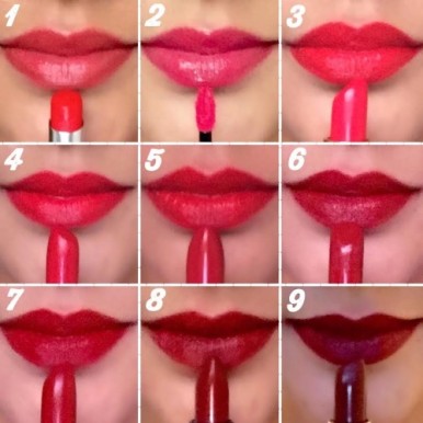 different shades of red lipsticks